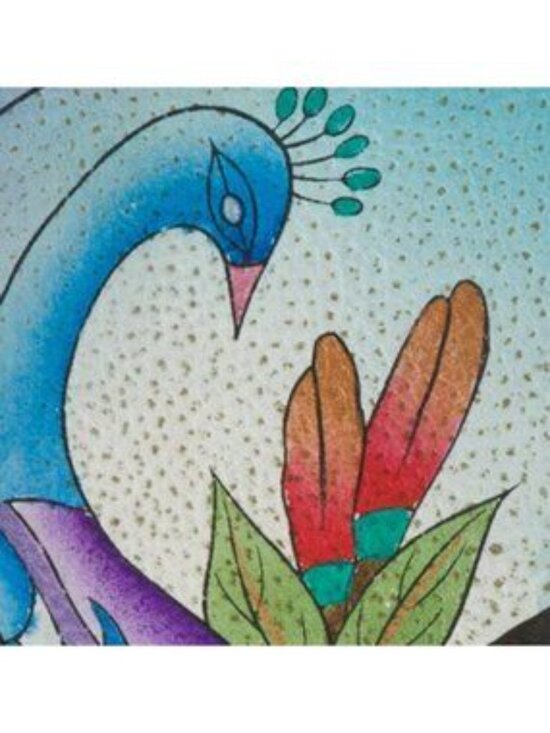 ANUSCHKA Leather Hand Painted Midnight Peacock Medium Backpack main image 5
